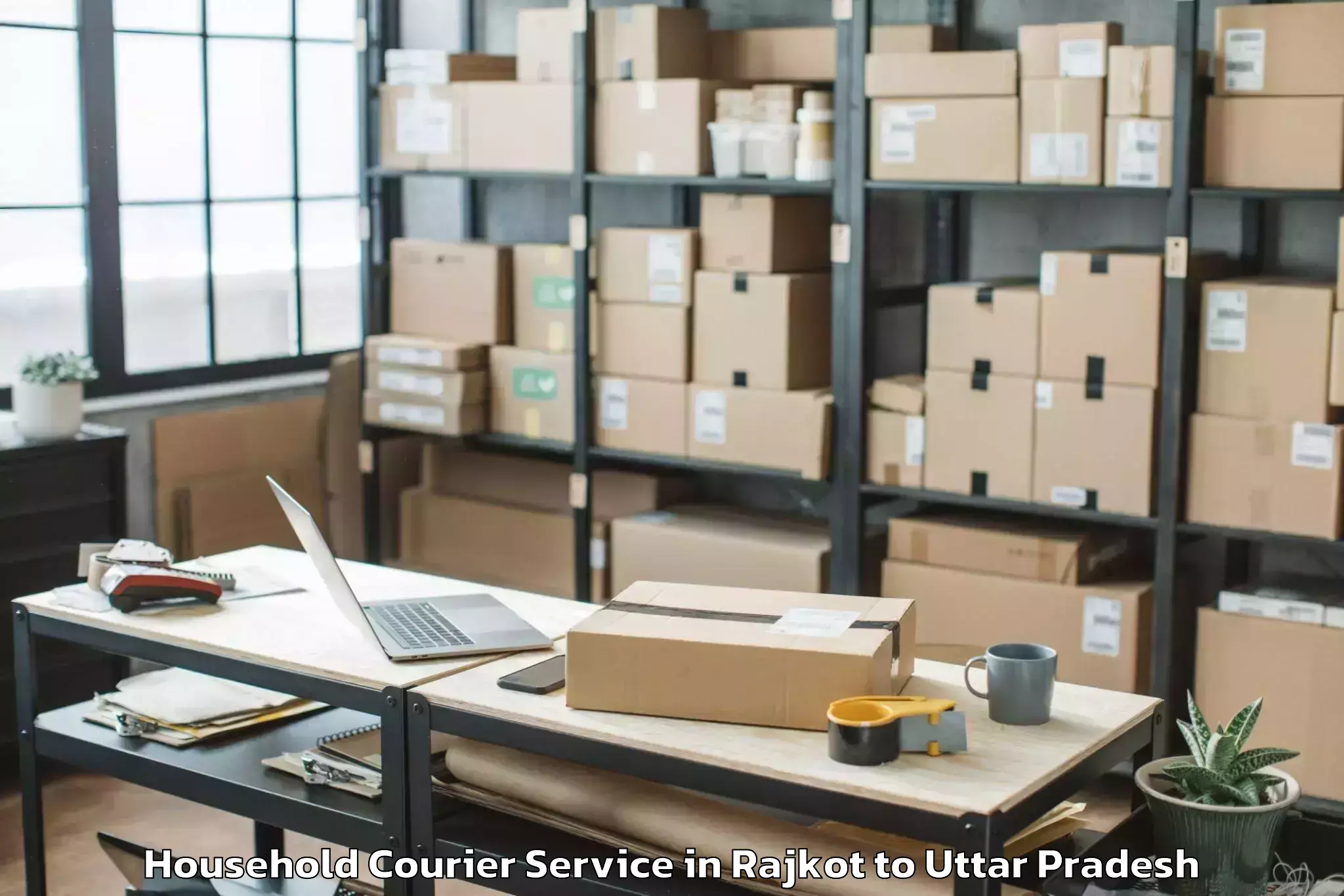 Book Rajkot to Mankapur Household Courier Online